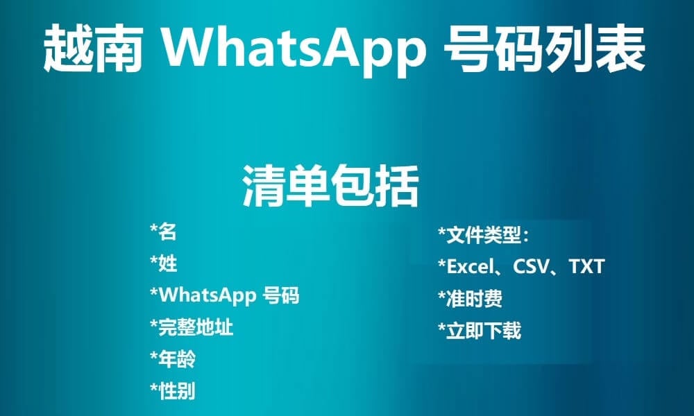 越南 WhatsApp 号码列表